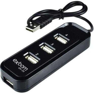 Imagem de Hub Usb 2.0 Expansor Extensor Multiplicador 4 Portas 4 Em 1 - Exbom