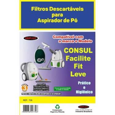 Imagem de Kit 3 Sacos Descartáveis Aspirador de Pó Consul Leve - Oriplast 