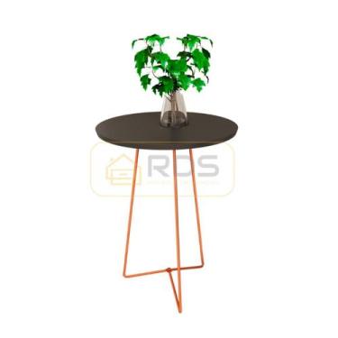 Imagem de Mesa de Canto Apoio Lateral Redonda Sala Pés de Aço Rosé - RDS Metalúr