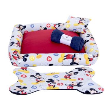 Imagem de Kit Cama Para Pet Cães E Gatos Mickey Porte Medio 04 Peças - deccorall