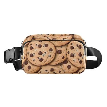 Imagem de Pochete para mulheres e homens, bolsa de cinto de biscoitos com gotas de chocolate, bolsa transversal, bolsa de bumbum com alça ajustável, Biscoitos de chocolate, one size