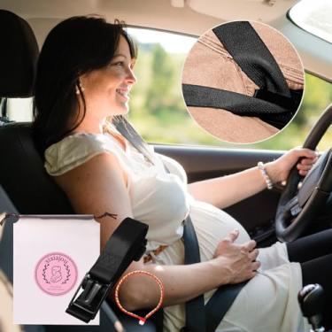 Imagem de xixiajou Cinto de segurança para gravidez com corda colorida, bons desejos - Suporte abdominal confortável para mulheres grávidas, fácil de instalar, protegendo bebês em gestação e evitando pressão