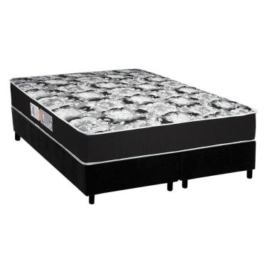 Imagem de  Cama Box Queen: Colchão Espuma Luckspuma D45 Gran Luck Black + Base CRC Suede Black(158x198)