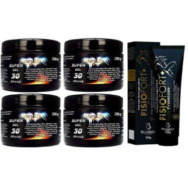 Imagem de Kit 4 Super Gel 30 Ervas 250G + 1 Pomada Fisio Premium 150G - Bio Inst