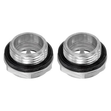Imagem de HARFINGTON 2 peças de vidro de visão de óleo para compressor de ar 20 x 1,5 mm rosca macho medidor de nível de líquido, cabeça sextavada de alumínio, janela indicadora de óleo com anel de vedação para