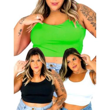 Imagem de Kit 3 Tops Plus Size Reforçado Cropped Super Sustentação Xxg - VESTI S