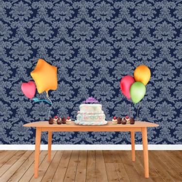 Imagem de Painel Retangular em Jacquard Azul Marinho e Cru Medalhão - Jacquard T