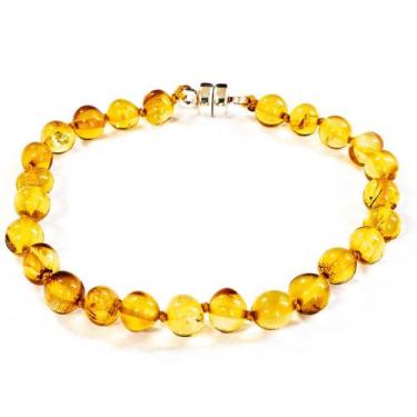 Imagem de Pulseira e Tornozeleira 18cm Âmbar Báltico Mel Polido com Fecho de Imã