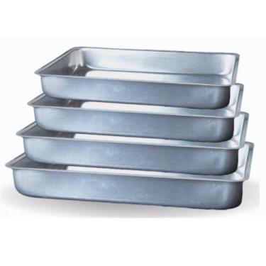 Imagem de Conjunto de 4 assadeiras retangular padrão alumínio polido qualidade s