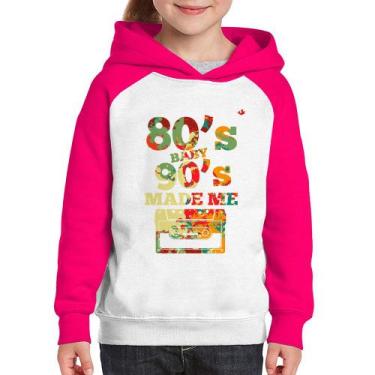Imagem de Moletom Infantil 80's Baby 90's made me - Foca na Moda, Branco, Rosa, 