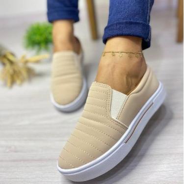 Imagem de Sapatenis Femino Casual Tenis Confortável mocassim - Diloka, Bege, 37