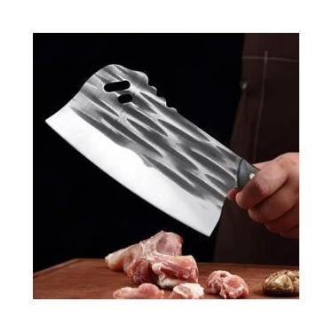 Imagem de Faca Cutelo Chef Grande Forjada à Mão  Aço Inox Rústico Perfeito para 