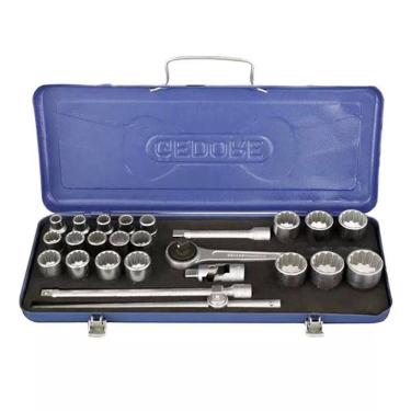 Imagem de Jogo de Soquete Estriado de 10 à 32 MM e Acessórios Encaixe de 1/2" com 25 Peças - Gedore 015557