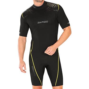 Imagem de Rapido Boutique Collection Equator Superior Flex Stretch Neoprene Wetsuit Shorty Scuba Scuba Surf Suit (Preto Amarelo, Grande)
