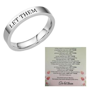Imagem de ULLKEL Let Them Ring Anel de Motivação de Autoestima para Irmãs da Irmandade Melhores Amigas Joias de Presente Inspirador Amizade para Mulheres, 10, Metal, Sem pedra preciosa
