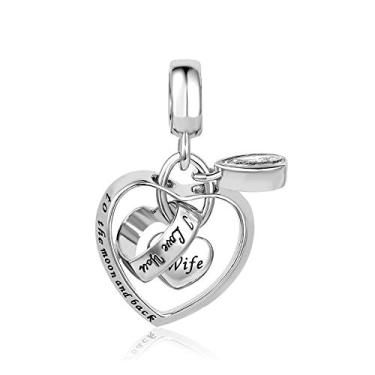 Imagem de MiiFort Pingente de coração entrelaçado para família serve para pulseiras Pandora Charms Birthstone Zircônia Cúbica Avó Neto Tia Filha Pai Mãe Mãe Nan Irmã Esposa, One Size, Cobre, Sem Pedra Preciosa