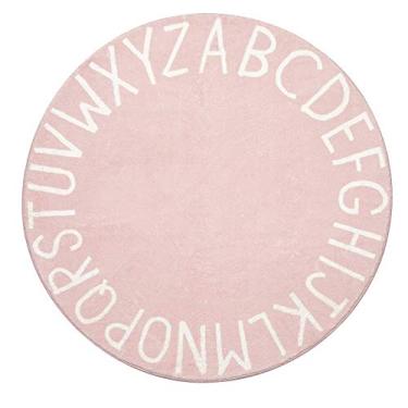 Imagem de Topotdor Tapete redondo infantil para brincar com alfabeto Tapete extra grande macio para crianças e quarto (101,6 cm, rosa)