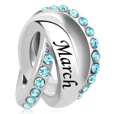 Imagem de MZC Jewelry Pingente de aniversário de pedra do mês de nascimento compatível com pulseiras Pandora Charms, Cobre