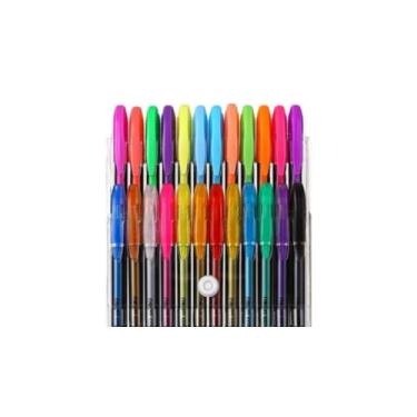 Imagem de KIT Com 24 Caneta De gel Colorida CORES NEON e pastel 1,0 mm material escolar