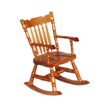 Imagem de YIJU 1:12 cadeira de balanço ao ar livre poltrona artesanato cadeira com encosto alto sala de móveis em miniatura para estação ferroviária layout de jardim