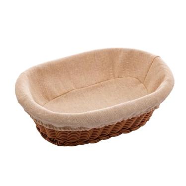 Imagem de LYOR - Cesta Oval de Rattan Plástico com Forro em Tecido 27cm x 20cm x 8cm