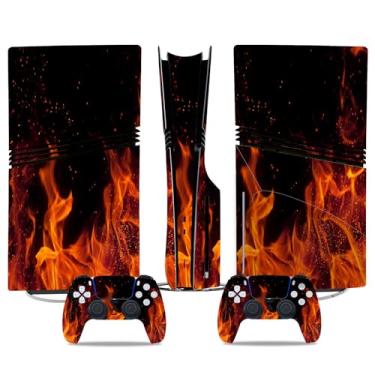 Imagem de DOMILINA Capa de decalque de vinil de corpo inteiro para console e controles PS5 Pro Disc Edition - Fire