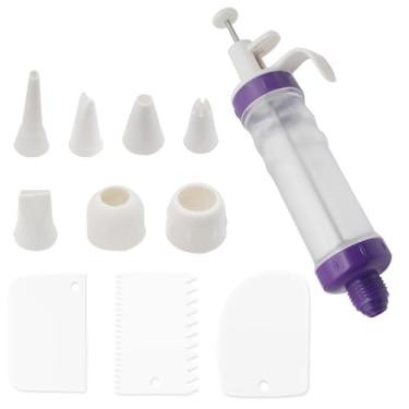 Imagem de OZXNO 11 peças de pistola de gelo para decoração de bolos, conjunto de seringas de plástico para decoração de sobremesas, injetor de enchimento de cobertura de cupcake branco para amantes de