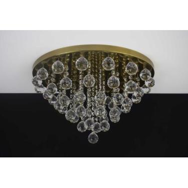 Imagem de Lustre Plafon 40cm Cristal Dourado Redondo 539/40D - ILUMINAMUNDO