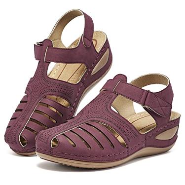 Imagem de Sandálias femininas casuais Bohemia Gladiadora Harence Summer, sandálias, sandálias, sandálias, sandálias de tornozelo, casual, para uso ao ar livre, plataforma, Wine Red, 12