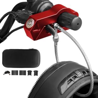 Imagem de Kzinrft Conjunto de trava de capacete, trava de guidão e trava de freio antifurto para diâmetro de guidão de 3 a 4 cm, todos os triciclos de bicicleta ATV scooter (vermelho)