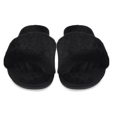 Imagem de Pedi Couture Pantufas femininas felpudas – Chinelos femininos macios e confortáveis com separadores de dedos abertos – Bonito uso o dia todo, calçado feminino casual, sem cadarço, para uso interno e