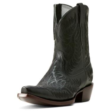 Imagem de ARIAT Botas femininas Cate bordadas bico curto com zíper salto baixo 2,5-5 cm - Branca, Obsidiana, 35