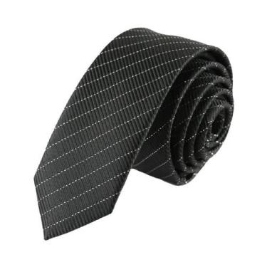 Imagem de Gravata Skinny Preta Masculina 5cm - Poliéster, Seda e Jacquard, 5sb00