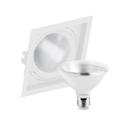 Imagem de Kit 3 Spot Embutir Quadrado Recuado Par30 Branco + Lâmpada Led 10w 400