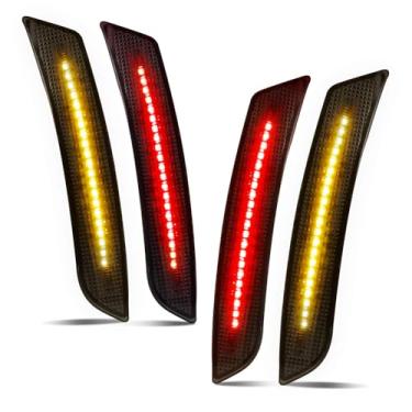 Imagem de Ruxifey marcador lateral de LED fumado luzes dianteiras traseiras para-choques laterais refletores compatíveis com Chevy Camaro vermelho âmbar 2016 a 2018 - Pacote com 4