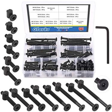Imagem de Glarks 141Pcs M6X15/ 20/25/ 30/35/ 40/45/ 50/55/ 60/65/ 70/75/ 80Mm Kit De Substituição De Parafusos Para Berço De Bebê, Parafusos De Soquete Sextavados Pretos, Kit De Sortimento De Parafusos E Por