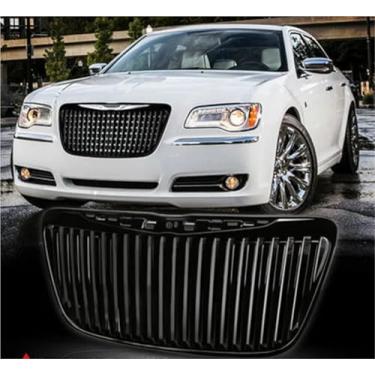 Imagem de Máscara de grade do para-choque dianteiro Grade do radiador compatível com 300C 2011-2014 Grades de corrida Acessórios externos para carros(Style 4 black)