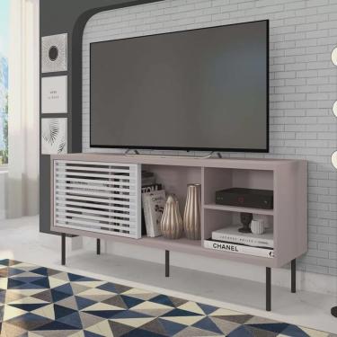 Imagem de Rack para TV até 55 Polegadas Industrial 136cm em bp Porta Ripada Multiverso CabeCasa