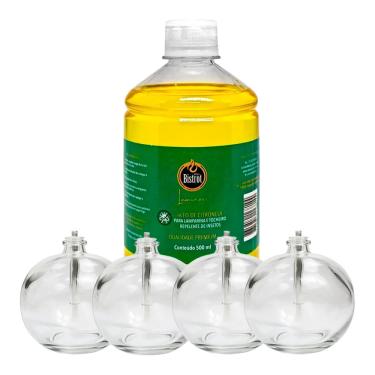 Imagem de Velas Lamparinas 4 Peças Para Restaurantes Com Óleo Essência Citronela