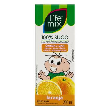 Imagem de Suco de laranja sem adição de açúcar turma da mônica life mix caixa 200ML