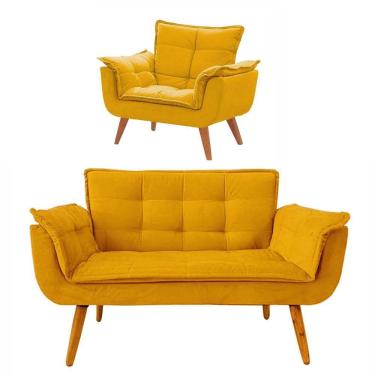 Imagem de Conjunto De Poltronas Opala 1 Namoradeira Amarela