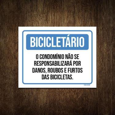 Imagem de Placa Bicicletário Condomínio Roubos Bicicletas 18X23
