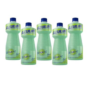 Imagem de Desinfetante Asseptegel Azulim Zerobac Lemon 1 Litro Kit 5