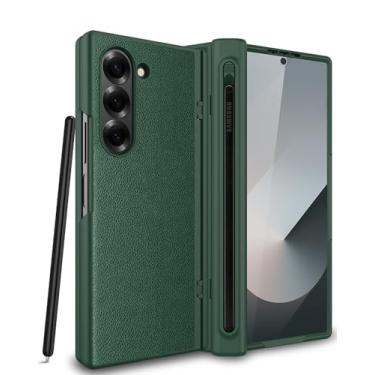 Imagem de NINKI Capa para Samsung Galaxy Z Fold 6 com proteção de dobradiça, protetor de tela e compartimento Spen, capa de couro resistente, ultrafina, à prova de choque, para Samsung Galaxy Z Fold 6 verde