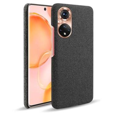 Imagem de Capa para Honor 50,Capa desenhada em lona,Case Protetora Ultrafina com Empunhadura Macia,Design em Tecido Antichoque e Antiarranhões-Black
