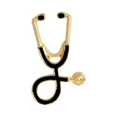 Imagem de Moda série médica metal esmalte broche estetoscópio masculino feminino