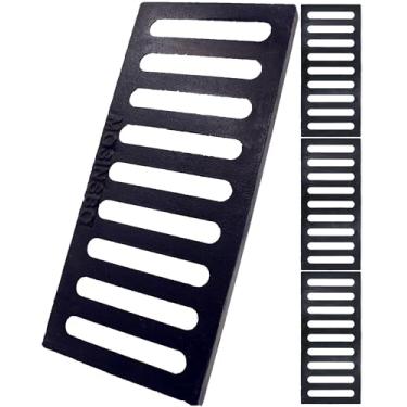 Imagem de MOSINSBO Grelha De Drenagem Ferro Fundido, Tampa Externa 17X8, 4 Peças Esgoto Classe B, Canal Durável E Resistente, Retangular Preta Para Entrada Automóveis, Concreto, Quintal, Garagem