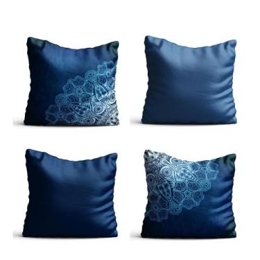 Imagem de 4 Capas de almofada  42x42  mandala azul royal  Atelier Valverde