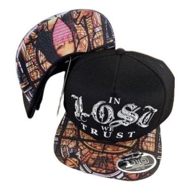 Imagem de Boné Lost Monalisa Branco Aba Reta Na Caixa - alfashop, Monalisa preto