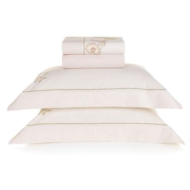 Imagem de Jogo de Lençol King Size Percal 100% Algodão Mariê 200 Fios 4 Peças Karsten